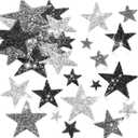Geosar 60 Pcs Iron on Star Patches Star Shaped Rhinestone Appliques Adhesive Glitter Patches Rhinestone Appliques Embellishments for DIY(Black, Gray)