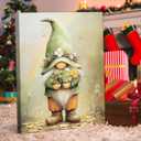 Vintage Green Gnome St Patrick's Day Wall Art Print Irish Shamrock Gnome Picture Artwork Wall Decor for Home Farmhouse Living Room Bedroom 8x10 Inch Framed