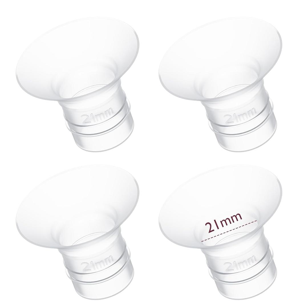 Momcozy Flange Insert 21mm Compatible with 24mm Flange/Shield of Most Pumps, Insert for Breast Pump Replacement Accessories, 4PCS 21mm (Transparent)