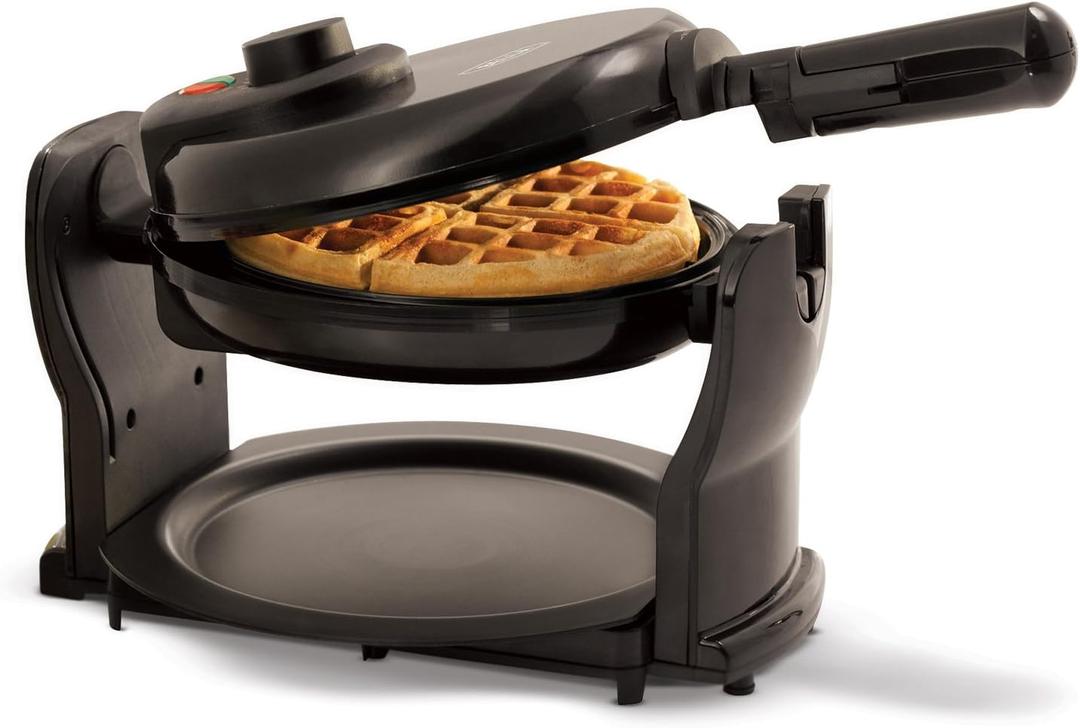 Bella Classic Rotating Belgian Waffle Maker with Nonstick Plates, Removable Drip Tray, Adjustable Browning Control and Cool Touch Handles, Black