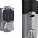 SCHLAGE BE469ZP CAM 625 Connect Smart Deadbolt With Alarm Inbuilt Camelot Trim In Bright Chrome