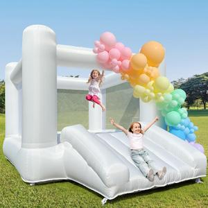 iLink-outer White Bounce House for Big Kids 8-12 and Adult Indoor Outdoor Large Bouncy Castle Theme with Slide and Air Blower 133.86 x 96.46 x 74.02 inch Big Playhouse for Party