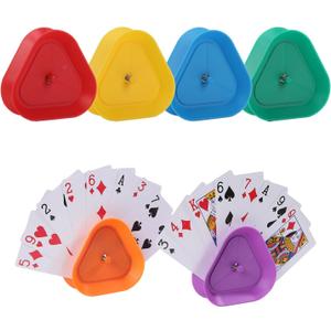 Playing Card Games Holder,6 Pack Triangle Shaped Hands-Free Playing Card Holder for Kids,Adults,Seniors,Poker Parties,Family Card Game Nights&Classroom Activities,6 Colors (6pack(red,yellow,blue,green,orange,purple))