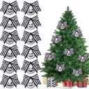 Soulchen 24 Pcs Christmas Black and White Ball Ornaments Xmas Hanging Ghost Scary Decorations 2.36 Inch Tree Ornaments for Christmas Party Gift Tree Decor Supplies(Bow)