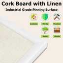 24'' x 36'' Large Linen Bulletin Board, Cork Board for Walls, White European Frame Style, Vision Board, Pin Wood, Ideal for Shool, Home and Office