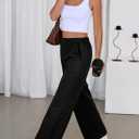 Aleumdr Women's Wide Leg Pants High Waist Casual Pants Fall 2025 Sweatpants Lounge Work Pants Slack with Pockets (Black, M)