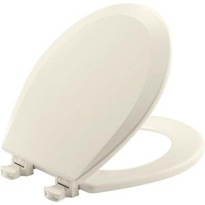 Bemis 500EC Durable Wood Toilet Seat with Easy Clean Hinges, Made in USA, Round, Biscuit