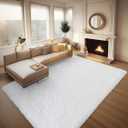 Ophanie 8x10 White Area Rugs for Living Room, Large Shag Bedroom Carpet, Big Indoor Thick Soft Nursery Rug, Ivory Carpets for Boy and Girls Room Dorm Home Decor Aesthetic