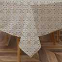 Majestic Giftware Tablecloth for Rectangle Table ((TCH3-65220) | Stone Color 100% Cotton Twill Dining Table Cover | Decorative Washable Tablecloth for Birthday, Home, Kitchen, Dining (65X220) (H3-stone)