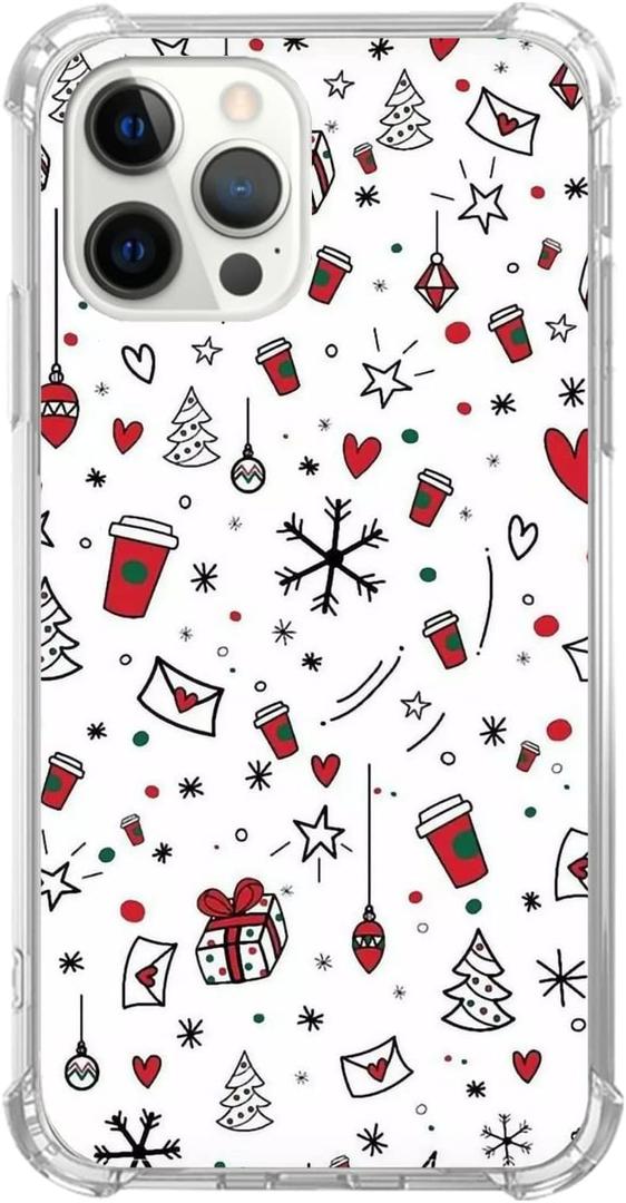 Ricin Relun Cute Christmas Pattern Phone Case for iPhone 16 Pro Max, Christmas Tree Snowflake Cover for Girls Boys Women Men for iPhone 16 Pro Max, Unique Trendy TPU Bumper Cover Case