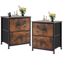 Night Stand Set 2, Mini Dresser Storage Drawers, 20" Height Small Bed Side Furniture End Table, Wooden Top Fabric Cabinet Kids Mini Dresser for Bedroom, Closet, Entryway, College Dorm, Black