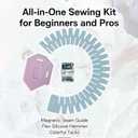 2 x Magnetic Seam Guide and Flex Silicone Hemmer with Needles for Sewing Machine, Multifunctional Polygonal Hemmer Guide with Scale, Universal Sewing Quilting Supplies Accessories Tools (PINK)