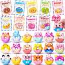 Jumlys Valentines Day Gifts for Kids, 32 Packs Valentines Day Cards with Donut Stress Ball Keychains, Valentine Day Party Favors for Boys Girls, Ideal Exchange Cards for Classroom