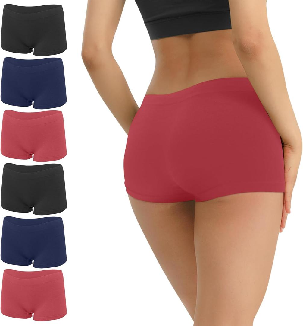 Womens Cotton Underwear Boy Shorts for Women Stretch Comfort Boxer Briefs Ladies Knot Panties 3/6 3901 (Medium)