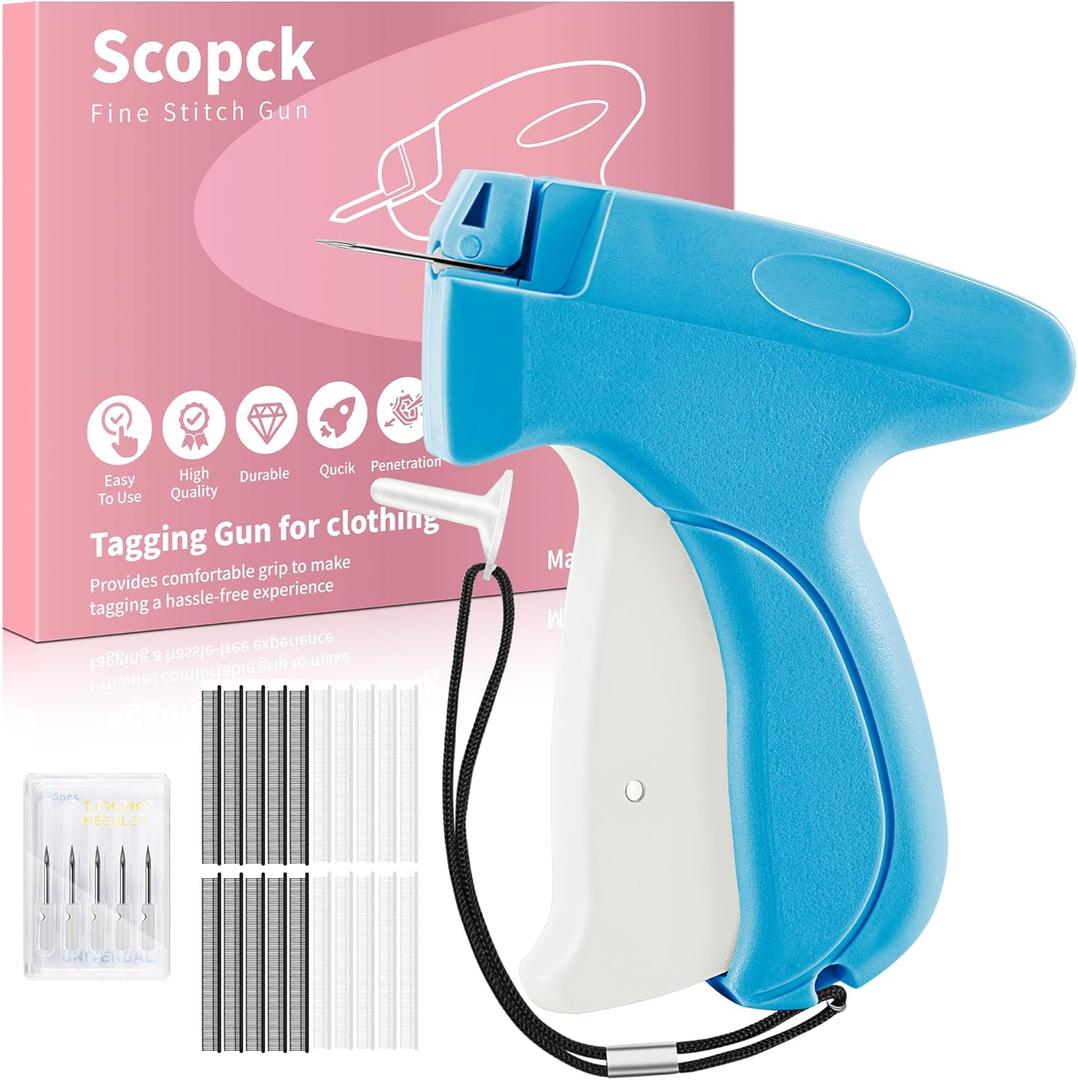 Stitch Gun for Clothes - Handheld Stitch Gun Quick Clothing Fixer - Tagging Gun - Includes 6 Needle, 1000 Black Fasteners & 1000 White Fasteners