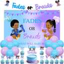 Fades or Braids Gender Reveal Decorations Purple and Blue Fades or Braids What Will Baby Be Backdrop Banner Cake Cupcake Toppers Balloons for Boy or Girl Hip Hop Baby Shower Party