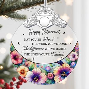 Retirement Gift - Retirement Gifts for Women, Men - Retired Ornament - Retired Gifts for Coworker, Boss, Employee, Teacher, Nurse - Stained Glass Christmas Ornament Keepsake - Design G