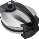 Luqeeg Electric Tortilla Press, Anti Stick Electric Roti Maker Machine Pizza Machine with 10in Knob Temperature Control & Stainless Steel Cover for Cooking