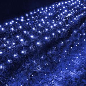 Dazzle Bright Christmas Net Lights, 360 LED 12FT x 5 FT Green Wire Waterproof Connectable String Lights with 8 Modes, Christmas Outdoor Light for Bushes Garden Party Wedding Holiday Decoration (Blue)