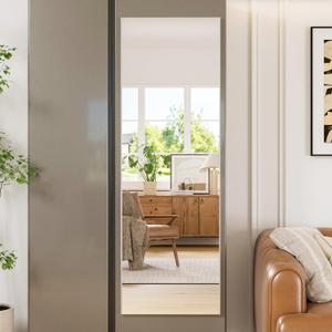 Brisafe 59"x20" Magnetic Wall Mirror, Full Length Mirror with Tool-Free Installation, Shatterproof Nano Glass, Ultra Clear, Frameless Design for Bedroom, Closet, Door, Gym Silver