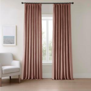 HPD Half Price Drapes Heritage Plush Velvet Curtains 96 Inches Long Room Darkening Curtains for Bedroom & Living Room 50W x 96L, (1 Panel), Wild Rose