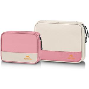 MATEIN Travel Cord Organizer Case 2 Pack for Women, Double Zipper Cable Organizer Bag for Tech Accessories, Water Resistant Lightweight Electronics Bag for Charger, USB Drive & Phone, Office Gifts