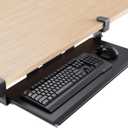 HUANUO Keyboard Tray Under Desk, Pull Out Keyboard Tray with C Clamp Mount, 26.5 W x 11.8 D Slide Out Computer Keyboard Drawer Mouse Tray for Typing, Black