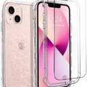 Coolwee Crystal Glitter Full Protective Case for iPhone 13 Heavy Duty Hybrid 3 in 1 Rugged Shockproof Women Girls Transparent Compatible with iPhone 13 6.1 inch Shiny Clear Bling Sparkle