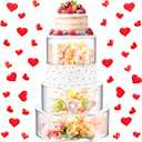 Sintuff 3 Pcs Acrylic Cake Stand with LED Lights 7, 9, 11 Clear Fillable Cake Riser Round 3 Tier Case Box for Wedding Birthday Holiday Party Food Display, 3 Sizes