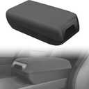 2025 2026 Tesla Raised Center Console Armrest Compatible with Model Y Juniper Model 3 Highland，Flannel Material with Layered Storage Compartment，Tesla Accessories Interior Organizers Black