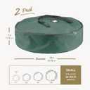ZOBER 2 Pack Oxford Christmas Wreath Storage Container 24 Inch - Wreath Bag for Artificial Wreaths Box - Waterproof Fabric, Dual Zippered Wreaths Storage Bag With Strong Durable Handles - Green
