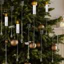 21 Set Christmas Candle Holder for Tree Vintage Traditional Metal Candleholder with Glass Teardrop Ornaments Retro Christian Decoration Hanging Clear Raindrop Ornament for Flameless Candles