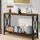 Industrial Console Table for Entryway, Rustic Console Table Behind Couch, 2 Tier Sofa Tables for Home Living Room, Hallway, Entrance, with Metal Frame 47 Inch