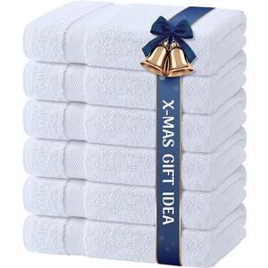 Wealuxe White Bath Towels 24x50 Inch, 6 Pack - Extra Absorbent Cotton Towel Set for Bathroom