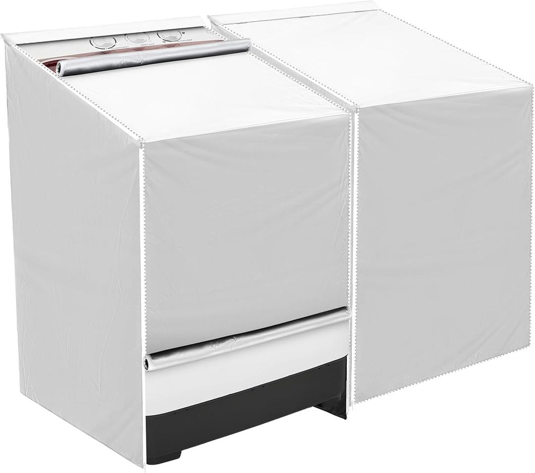 2 Pack Washer and Dryer Cover Waterproof Washer/Dryer Cover for Top and Front Load Washer Dryer Zipper Design Sunproof washer and dryer covers for Most Front-loading Machines, Silver