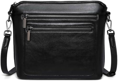 COOLCY Genuine Leather Crossbody Bags for Women Purses and Handbags for Ladies with Multiple Pockets Shoulder Satchel Bag