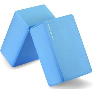 Fitvids Set of 2 High Density Yoga Blocks, 9"x6"x4" Each, Pair, Multiple Colors (Blue)