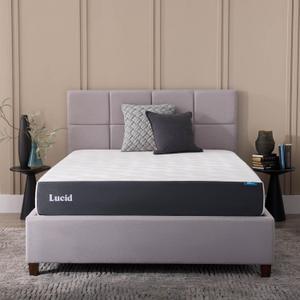 Lucid 10 Inch Memory Foam Mattress - Firm Feel - Infused with Refreshing Bamboo Charcoal and Cooling Gel - Bed in a Box - Temperature Regulating - Pressure Relief - Breathable - Queen Size
