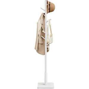 VASAGLE Solid Wood Coat Rack, Free Standing Hall Coat Tree with 8 Hooks, 3 Height Options, for Coats, Hats, Bags, Purses, for Entryway, Hallway, Rubberwood Hooks and Pole, Cloud White URCR010W02