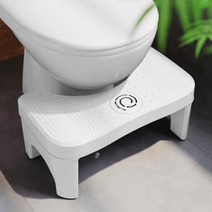 Toilet Stool Squat Adult, Pooping Foot Stool for Adults, Travel Potty Squatting Stool for Toilet, Step for Seniors, Toilet Assistance Steps Poop Bench for Feet, White (1 Pack)