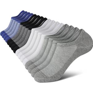 Wernies No Show Socks Men, Low Cut Ankle Short Casual Cotton Socks with Non Slip Grips 6-10/11-13 (Mix of Colors-00 18 Pairs)