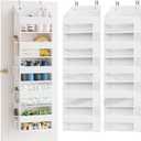 SpaceAid 2 Pack Over The Door Organizer with 5 Large Pockets and 10 Mesh Side Pockets, 5 Layers Door Organizer Hanging with Clear Window for Bedroom, Bathroom, Pantry and Nursery, White