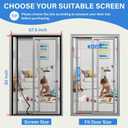Magnetic Screen Door Left Right Side Opening Upgraded PET Mesh Greater Than Fiberglass and Polyester,Keep Bugs Out,Pet & Kid Friendly,Suitable for Sliding Doors,Patio French Doors-64" X 80"