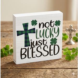 St Patricks Day Shamrock Desk Decor Irish Blessing St Patricks Day Decorations Shamrock Green Tiered Trays Decor for Home Farmhouse Kitchen Bedroom Office 5 X 5 Inch