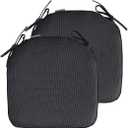 Outdoor Non Slip Chair Pad, Bistro U-Shaped Dining Metal Chairs Seat Cushions with Ties, 14x14 inch, Set of 2, (Black)