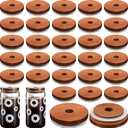 30 Pcs Wooden Jar Lids with Straw Hole - Wide Mouth Reusable Lids with Silicone Sealing Rings for Yogurt, Spice, Home Kitchen Containers Storage (2.8 Inch)