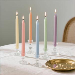 6Pcs Pastel Taper Candles,10 Inch Pastel Candle Sticks, Dripless Unscented Colored Candlesticks,Colorful Candle Set for Birthday,Wedding,Garden Party Decor,Home Dining Table,Elegant French