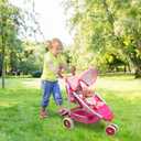 ANIVIA Twin Doll Stroller Heart Design, 1:1 Foldable Double Doll Pram, Suitable for Ages 3+, Dolls Up to 36cm, Pink, DA601T Black, 21.6 x 15.3 x 25.9 Inches