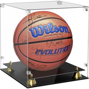 Acrylic Basketball Case Display - Clear Full Size Holder with UV Protection for Autographed Basketball Memorabilia, Bilayer Display Stand