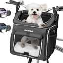 Dog Bike Basket Carrier, Expandable Foldable Soft-Sided Dog Carrier, 2 Open Doors, 5 Reflective Tapes, Pet Travel Bag,Dog Backpack Carrier Safe and Easy for Small Medium Cats and Dogs(Black)